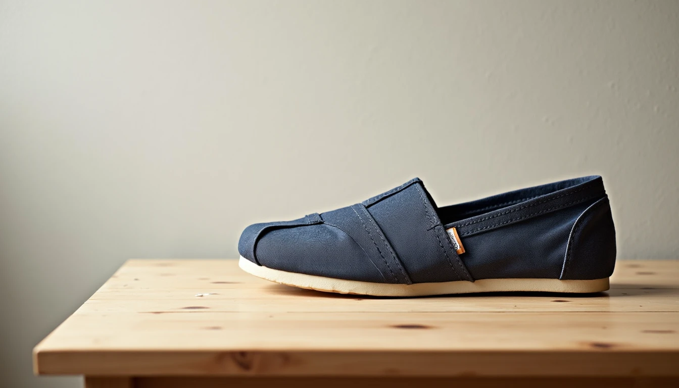Classic TOMS Alpargata TOMS canvas slip-on shoe laid flat on wood