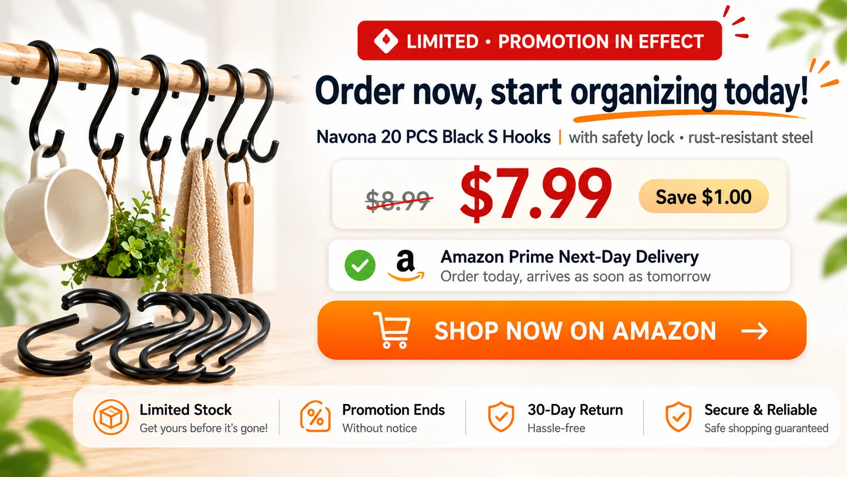 Navona Black S Hooks Product Advertisement